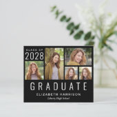 Budget Photo Collage Black Graduation Announcement (Standing Front)