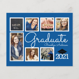 BUDGET Photo Collage Blue Graduate Announcement