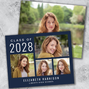 Budget Photo Collage Blue Graduation Announcement