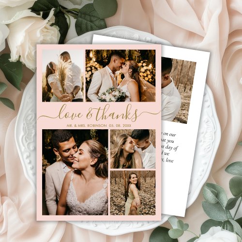 Budget Photo Collage Blush Wedding Thank You Flyer