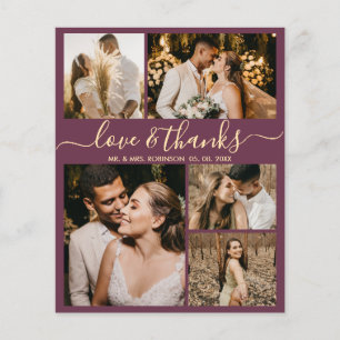 Budget Photo Collage Bordo Wedding Thank You Flyer