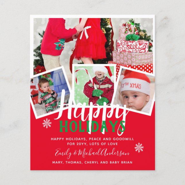 Budget Photo Collage Christmas Card Invites Letter (Front)
