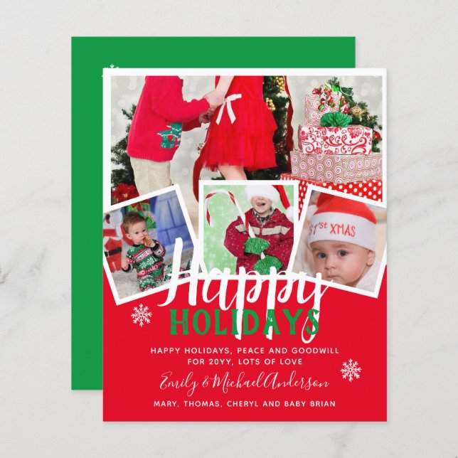 Budget Photo Collage Christmas Card Invites Letter (Front/Back)