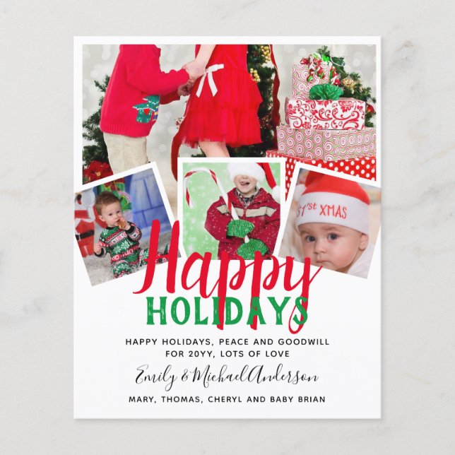 Budget Photo Collage Christmas Card Invites Letter Flyer (Front)
