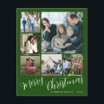 Budget photo collage Christmas Holiday Card Flyer<br><div class="desc">Elegant stylish Merry Christmas handwritten calligraphy script six family multi photo simple trendy forest green holiday card with your custom personalized text on both sides. PLEASE NOTE that the background and script colors are editable. You can change it after selecting CUSTOMIZE option down below the PERSONALIZE IT menu. If you...</div>