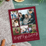 Budget photo collage Christmas Holiday Card Flyer<br><div class="desc">Elegant stylish Merry Christmas handwritten calligraphy script six family multi photo simple trendy dark red burgundy holiday card with your custom personalized text on both sides. PLEASE NOTE that the background and script colors are editable. You can change it after selecting CUSTOMIZE option down below the PERSONALIZE IT menu. If...</div>