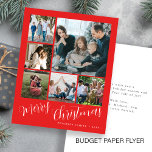 Budget photo collage Christmas Holiday Card Flyer<br><div class="desc">Elegant stylish Merry Christmas handwritten calligraphy script six family multi photo simple trendy coral red holiday card with your custom personalized text on both sides. PLEASE NOTE that the background and script colors are editable. You can change it after selecting CUSTOMIZE option down below the PERSONALIZE IT menu. If you...</div>