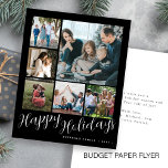 Budget photo collage Christmas Holiday Card Flyer<br><div class="desc">Elegant stylish Merry Christmas handwritten calligraphy script six family multi photo simple trendy black and white holiday card with your custom personalized text on both sides. PLEASE NOTE that the background and script colors are editable. You can change it after selecting CUSTOMIZE option down below the PERSONALIZE IT menu. If...</div>