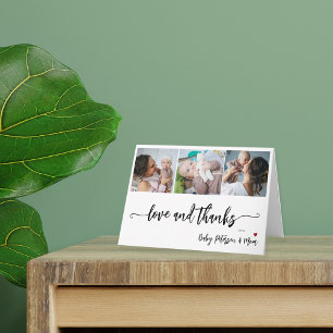 Budget photo collage elegant baby shower thank you note card