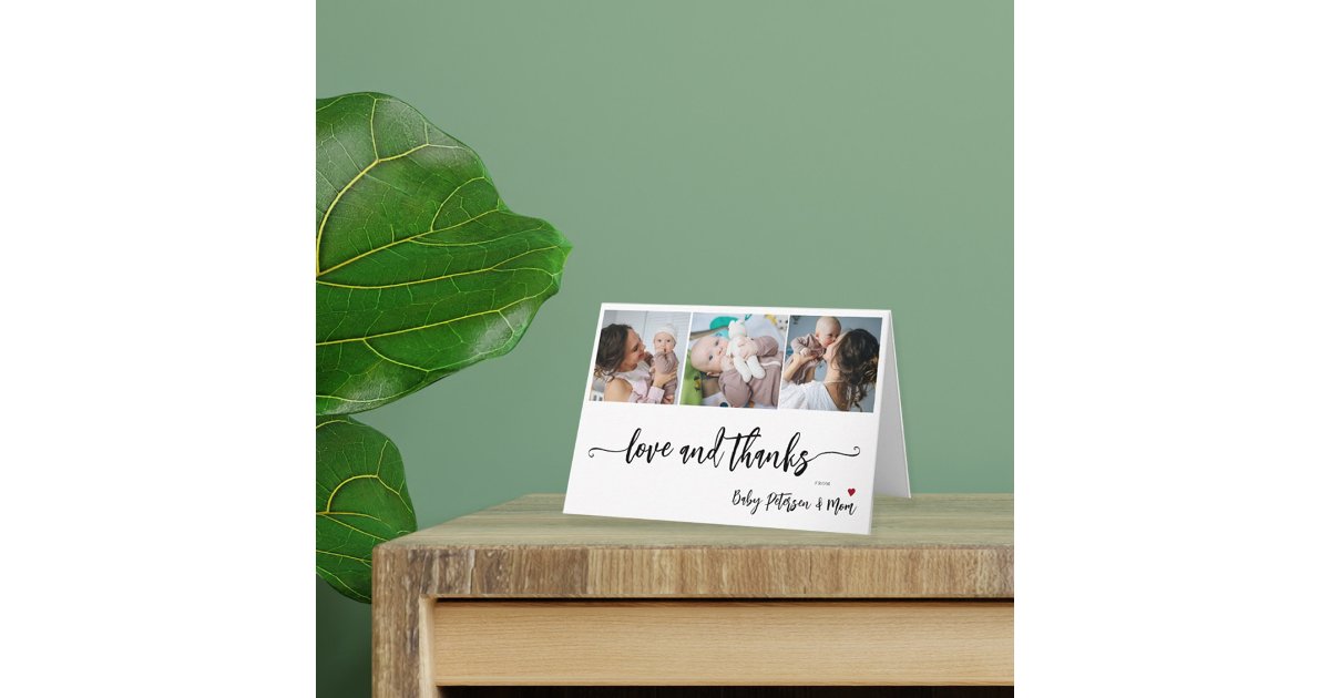 Budget photo collage elegant baby shower thank you note card | Zazzle