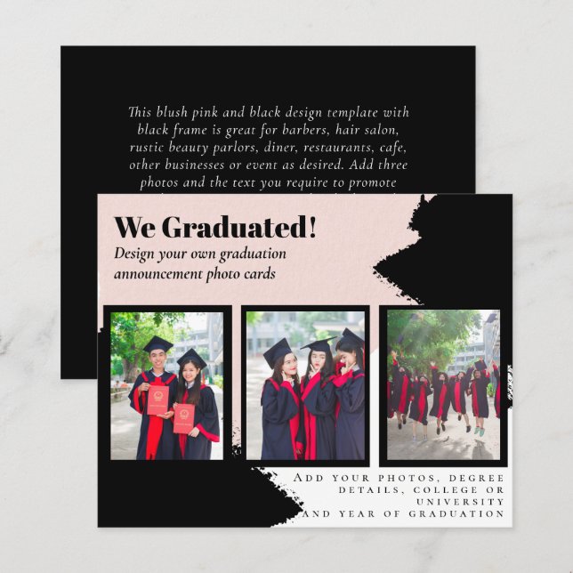 BUDGET Photo Collage GRADUATION Announcement Cards (Front/Back)