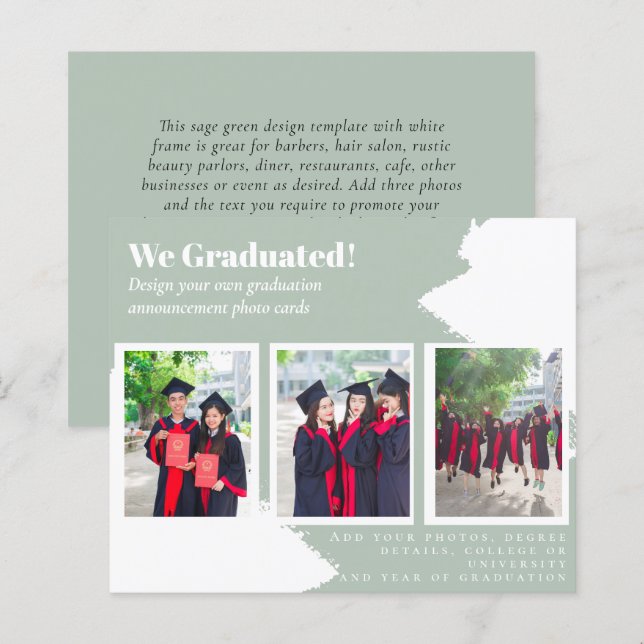 BUDGET Photo Collage GRADUATION Announcement Cards (Front/Back)