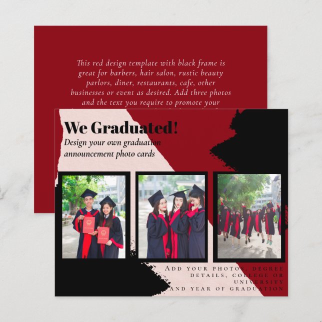 BUDGET Photo Collage GRADUATION Announcement Cards (Front/Back)