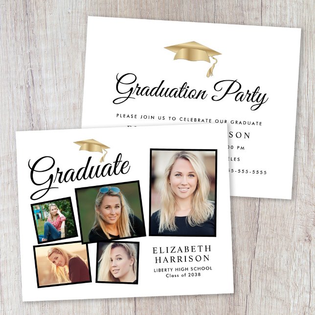 Budget Photo Collage Graduation Party Invitation (Budget Photo Collage Graduation Party Invitation)