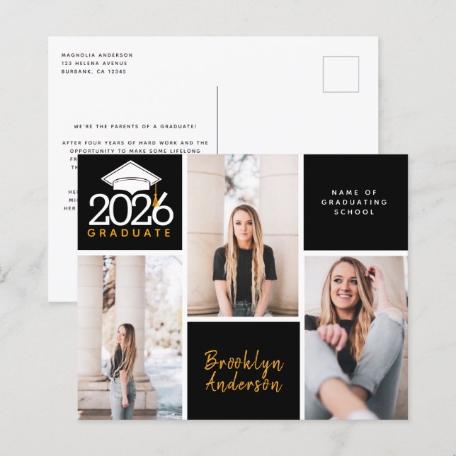 BUDGET Photo Collage Graduation Postcard (Front/Back)