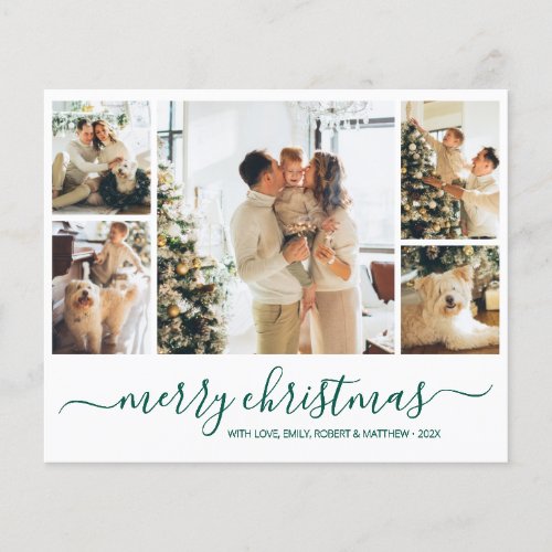 Budget Photo Collage Green Christmas Holiday Flyer