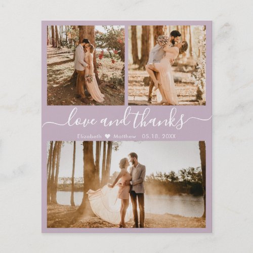 Budget Photo Collage Lilac Wedding Thank You Flyer