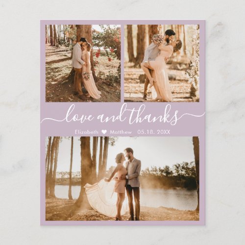 Budget Photo Collage Lilac Wedding Thank You Flyer
