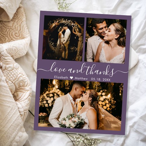 Budget Photo Collage Mauve Wedding Thank You Flyer