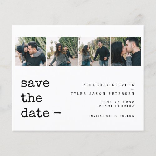 Budget photo collage modern wedding save the date