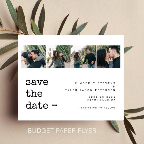 Budget photo collage modern wedding save the date flyer