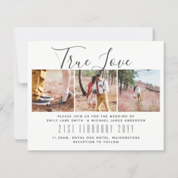 Budget Photo Collage Overlay Text Wedding Invites