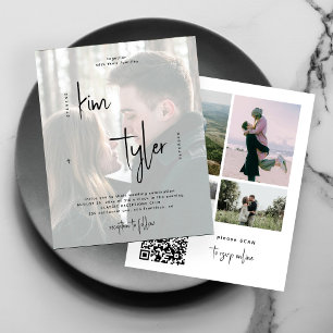 Budget photo collage QR CODE wedding Invitation