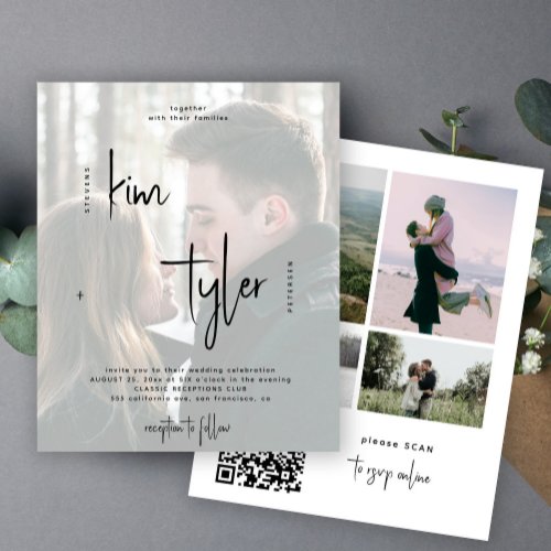 Budget photo collage QR CODE wedding Invitation