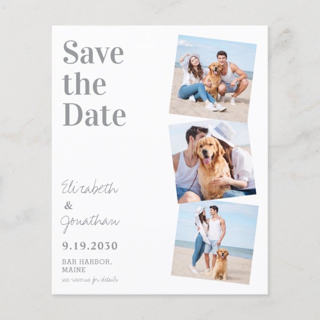 Budget Photo Collage QR Code Wedding Save The Date (Front)