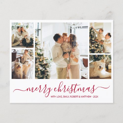 Budget Photo Collage Red Christmas Holiday Flyer
