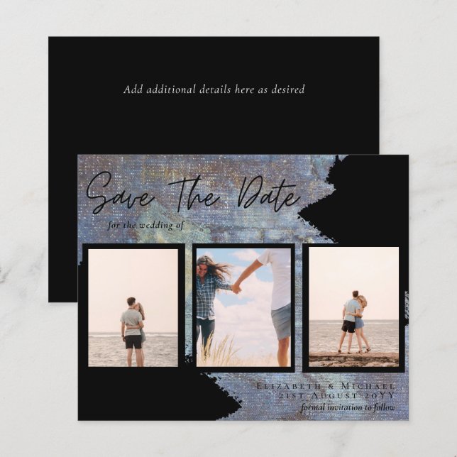 BUDGET Photo Collage Save Date Wedding Modern (Front/Back)