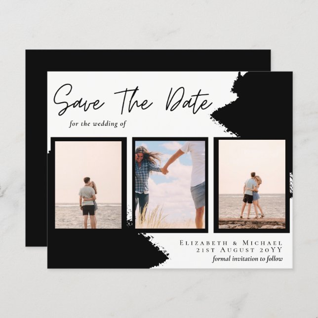 BUDGET Photo Collage Save Date Wedding Modern (Front/Back)