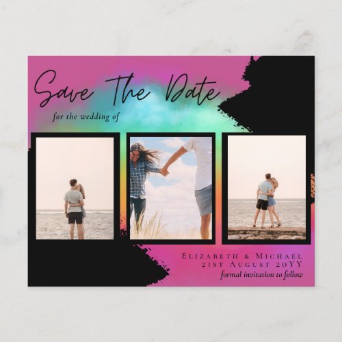 BUDGET Photo Collage Save Date Wedding Modern Flyer