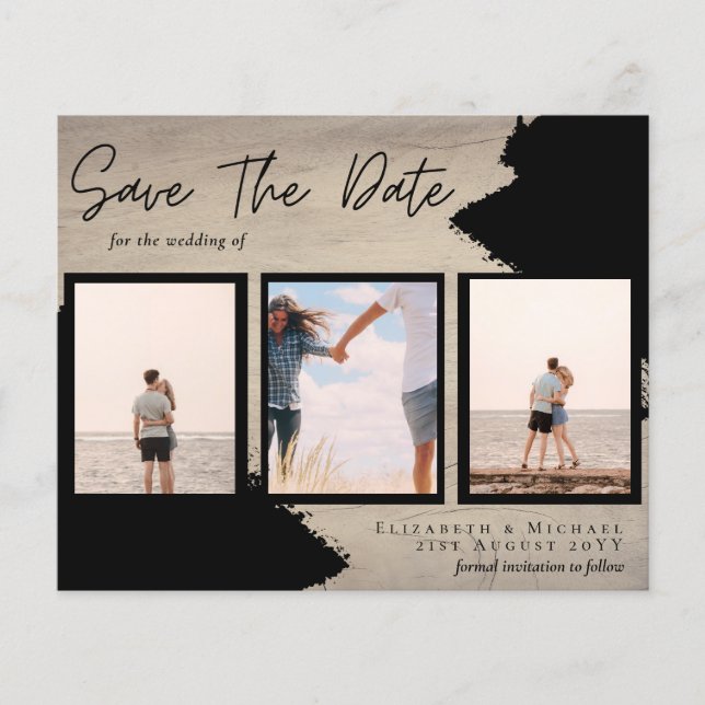 BUDGET Photo Collage Save Date Wedding Modern Flyer (Front)