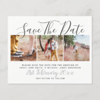 Budget Photo Collage Save The Dates Modern White