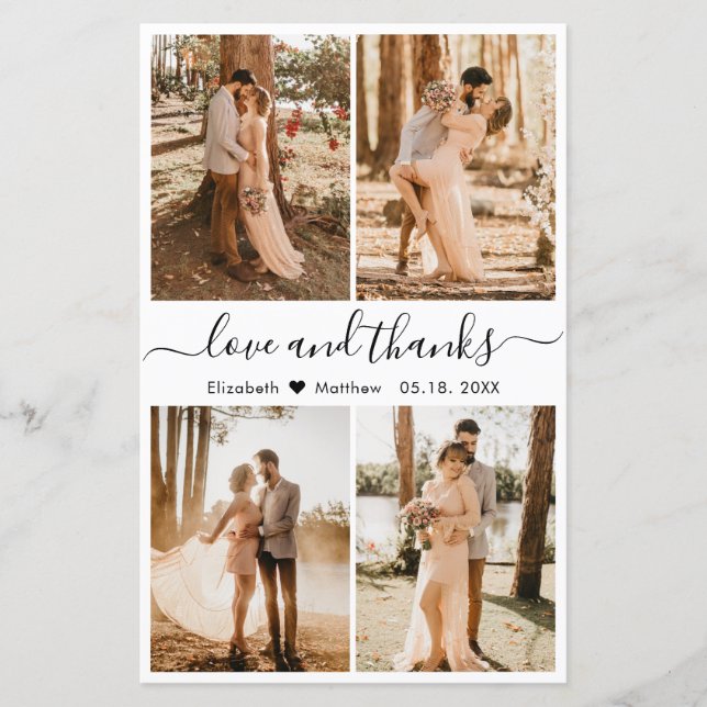 Budget Photo Collage Script Wedding Thank You  (Front)