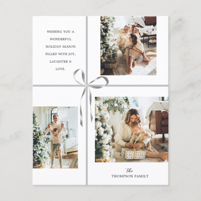 BUDGET Photo Collage Silver Box Ribbon Christmas (Front)