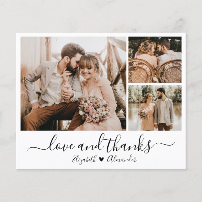 Budget Photo Collage Wedding Thank You Card (Front)
