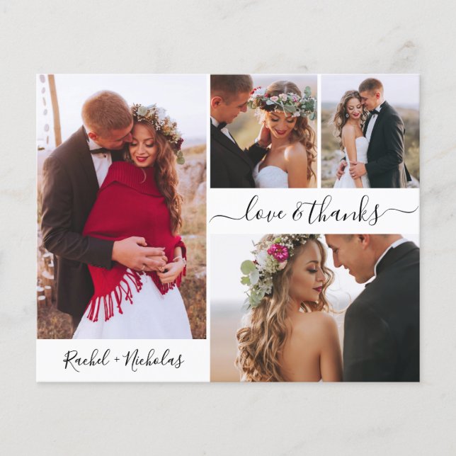 Budget Photo Collage Wedding Thank You Script Card (Front)