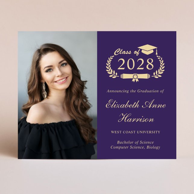 Budget Photo College Graduation Announcement (An elegant budget-friendly college graduation announcement to celebrate the graduate's achievements)