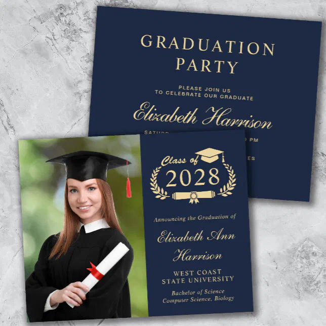 Budget Photo College Graduation Party Invitation | Zazzle