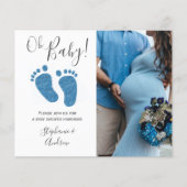 Budget Photo Couples Blue Baby Shower Invitation (Front)