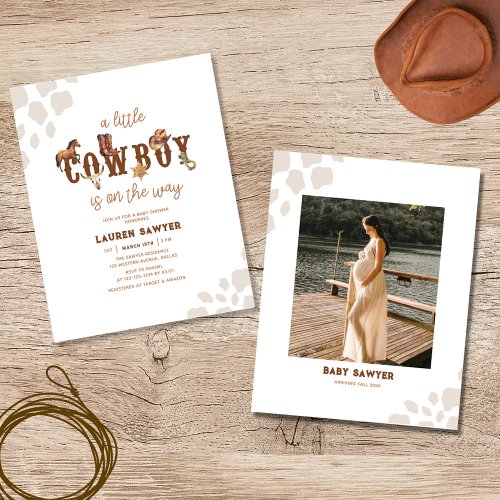 Budget Photo Cowboy Boy Baby Shower Invitation Flyer