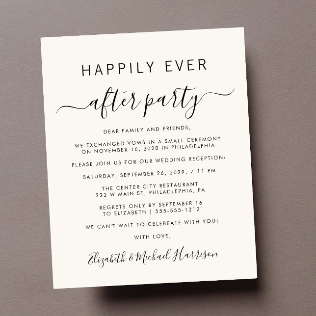 Budget Photo Cream Wedding Reception Invitation (A chic budget-friendly Happily Ever After Party invitation for your wedding celebration)