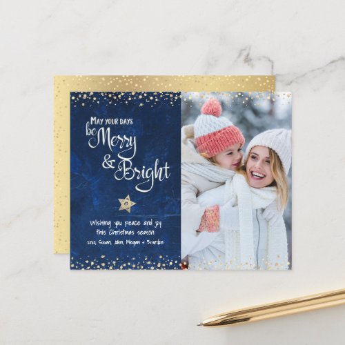 Budget Photo Days Be Merry Bright Script Navy Card