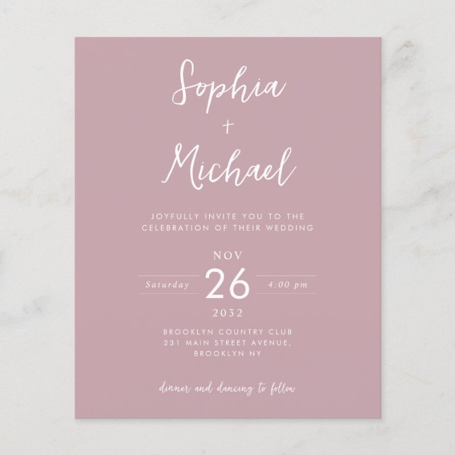 Budget Photo Details QR Website Dusty Rose Wedding (Front)