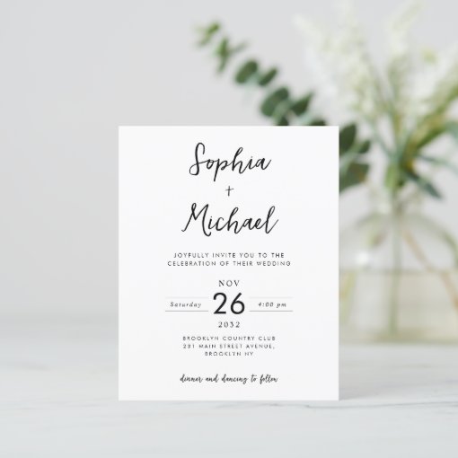 Budget Photo Details QR Website Wedding Invitation | Zazzle