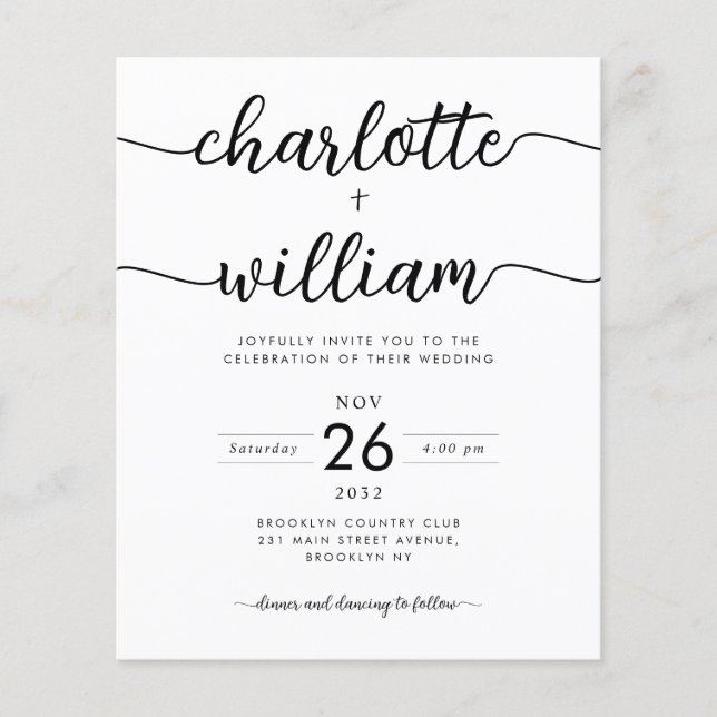 Budget Photo Details QR Website Wedding Invitation (Front)