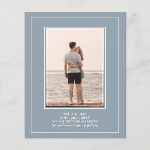 Budget Photo Dusty Blue Wedding Save The Dates Flyer