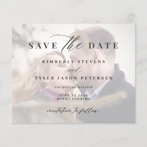 Budget photo elegant script wedding save the date